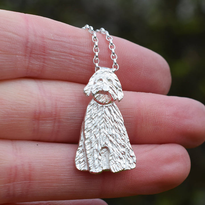 silver Labradoodle necklace, silver dog necklace, silver dog jewellery, Labradoodle gift for woman, Labradoodle present, gift for Labradoodle owner