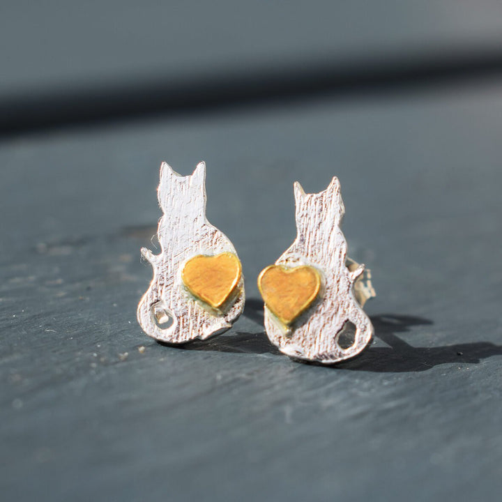 silver cat earrings, cat studs, kitten earrings, cat lover jewellery, cat jewellery, gift for cat lover, gat present for wife, cat gift for her, cat lady present, jewellery for animal lovers