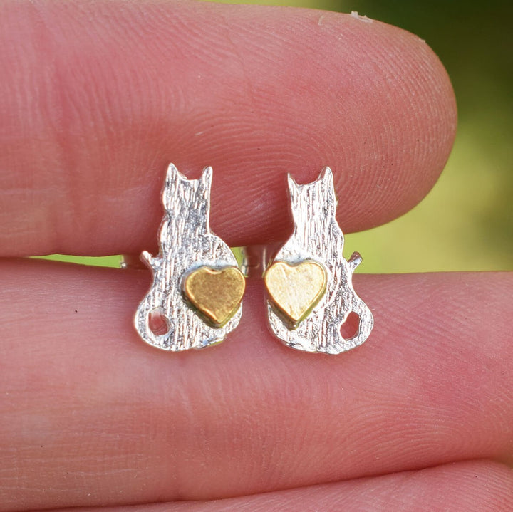 silver cat earrings, cat studs, kitten earrings, cat lover jewellery, cat jewellery, gift for cat lover, gat present for wife, cat gift for her, cat lady present, jewellery for animal lovers