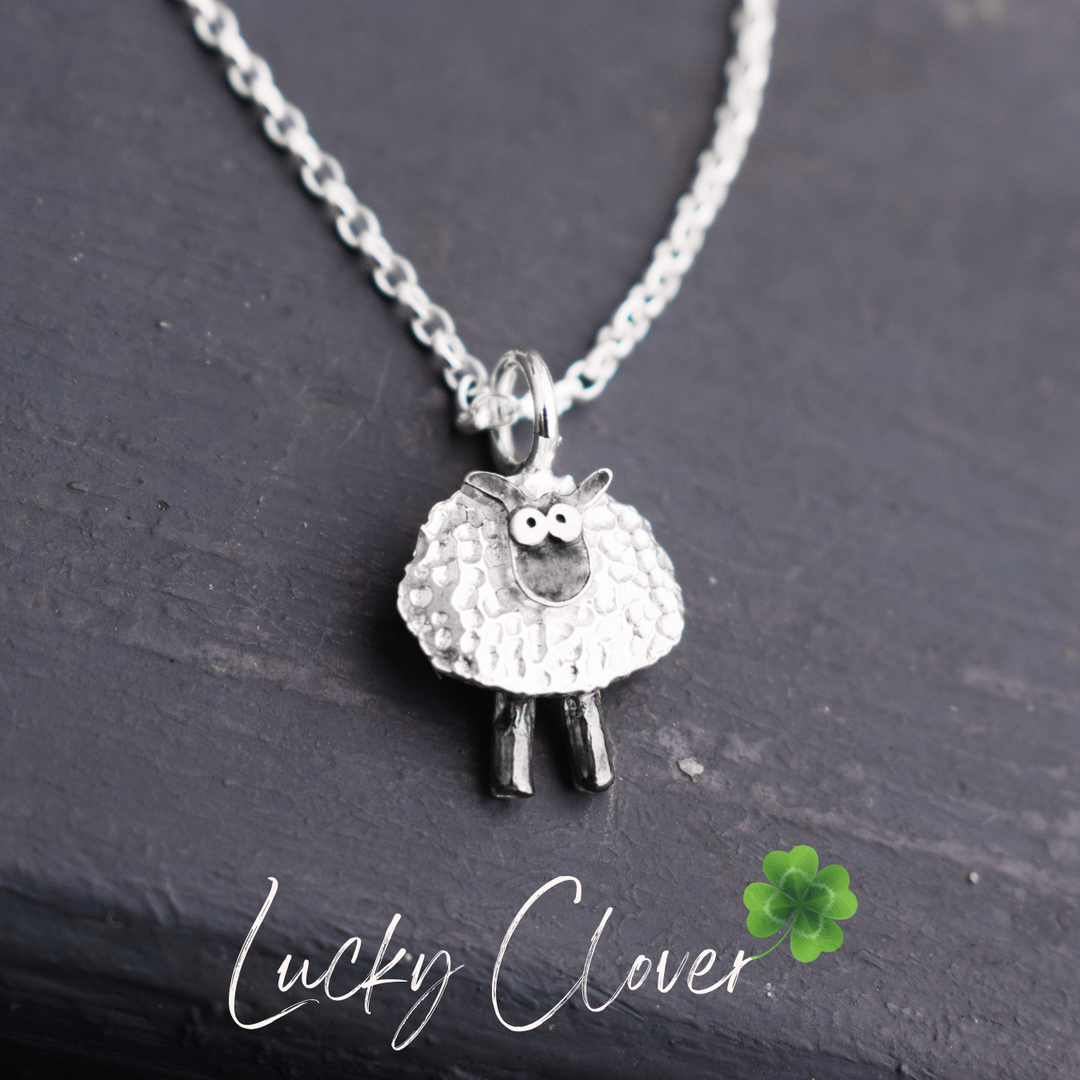 lucky sheep necklace, silver sheep necklace, Irish sheep necklace, lucky Irish necklace, suffolk sheep, silver sheep jewellery, lucky pendant