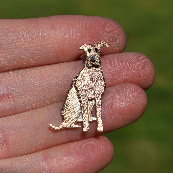 lurcher brooch, lurcher dog brooch, lurcher gift for woman, lurcher jewellery, gold lurcher, lurcher present for her, lurcher pin, sighthound gift, sighthound brooch, sighthound jewellery