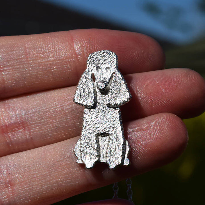 silver poodle necklace, silver poodle pendant, silver poodle jewellery, silver poodle jewelry, silver poodle gift, poodle gift for her, poodle present, poodle memorial