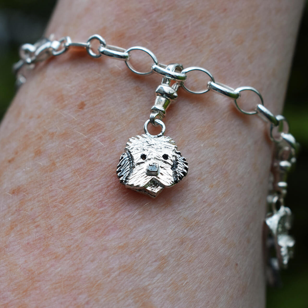 old english sheepdog charm, silver dog charm, dog charm bracelet, old english sheepdog gift, old english sheepdog memorial, quality old english sheepdog present, gift for sheepie dog