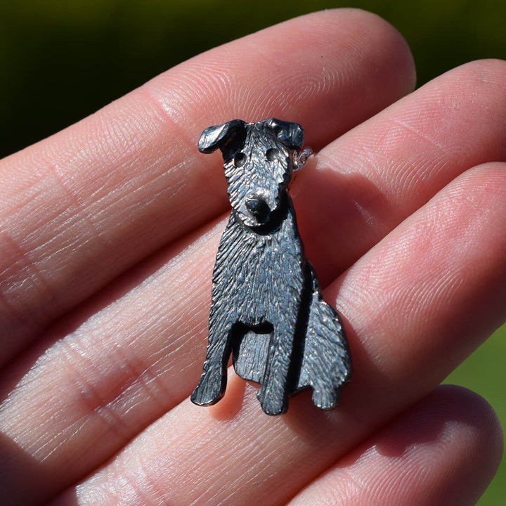 patterdale terrier brooch, dog brooch, black dog brooch, patterdale terrier gift for woman, patterdale terrier christmas present, unusual patterdale terrier present, patterdale terrier gift idea