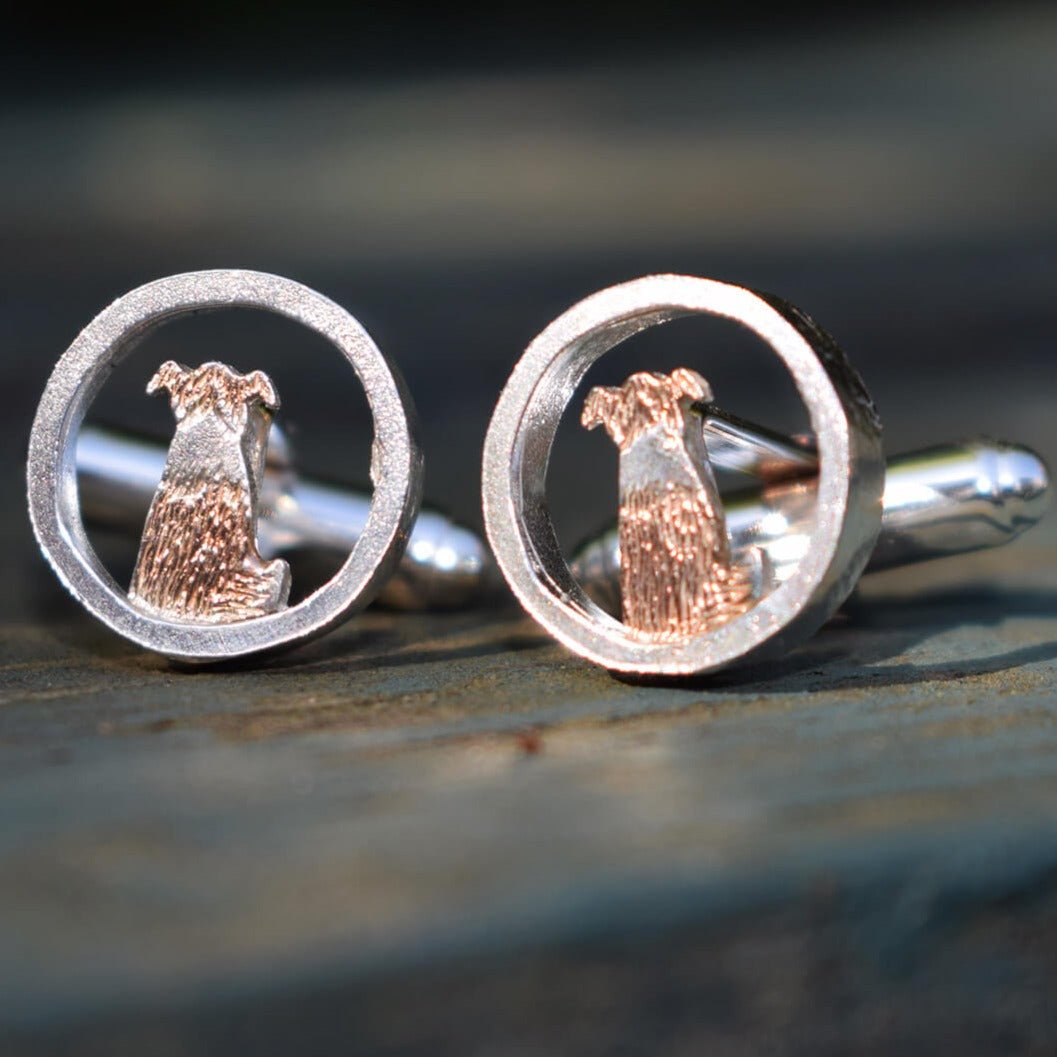 red border collie cufflinks, red collie gift for man, rose gold cufflinks, dog cufflinks, animal cufflinks, gift for dog lover man