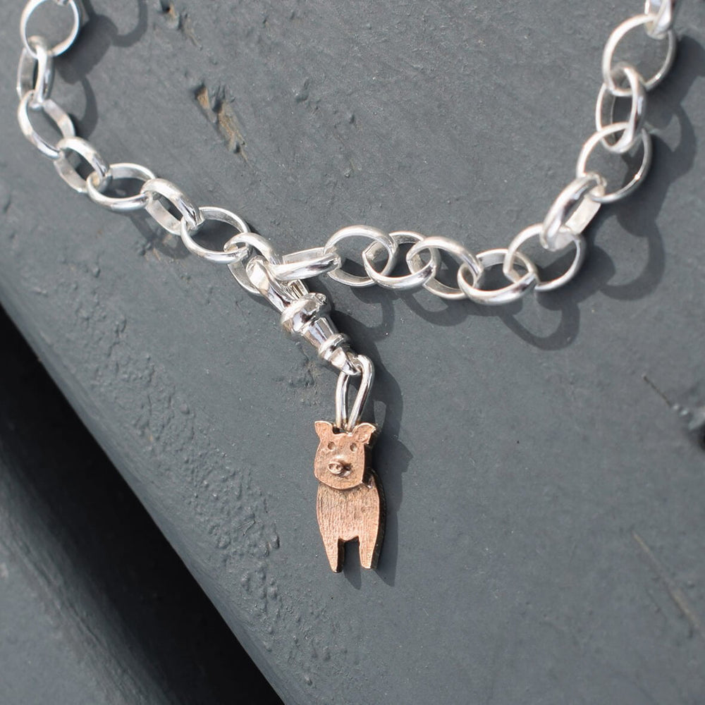 pig charm, pig bracelet, pig jewellery, pig gift for woman, pig present, pig gifts for her, pig themed gifts, pig gift for wife