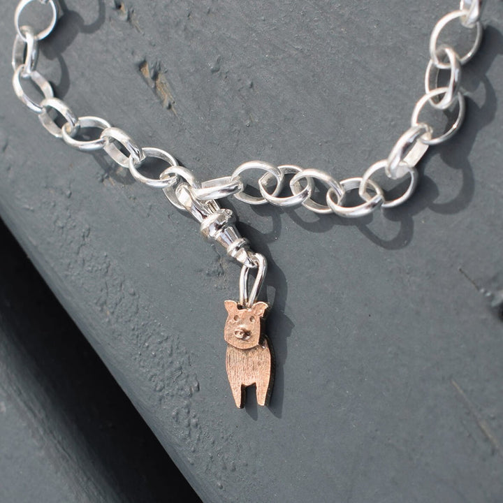 pig charm, pig bracelet, pig jewellery, pig gift for woman, pig present, pig gifts for her, pig themed gifts, pig gift for wife