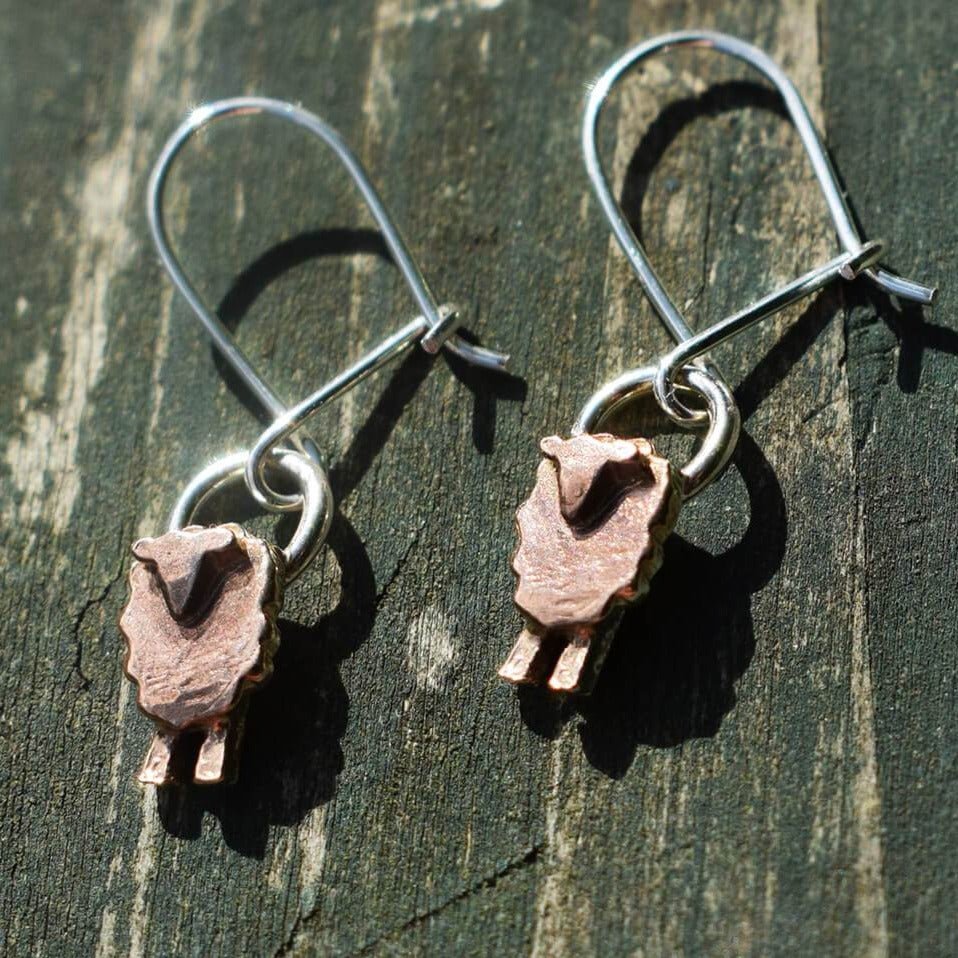 Rose Gold 'Wee Sheep' Drop Earrings