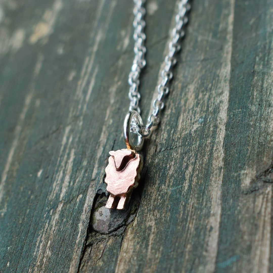 rose gold sheep necklace, rose gold animal necklace, rose gold farm gift