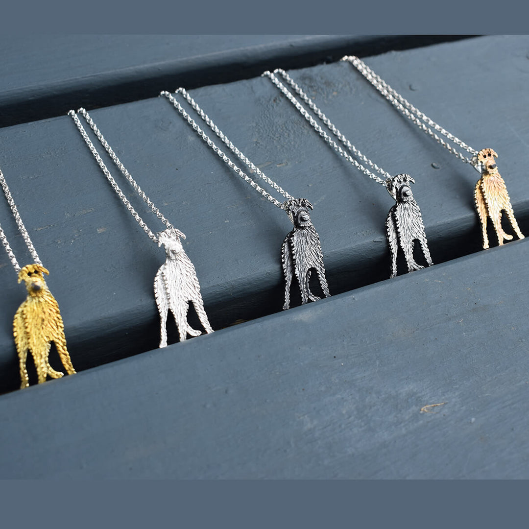 scottish deerhound necklace, silver dog necklace, scottish dog gift, scottish dog jewellery, scottish deerhound gift for woman, scottish deerhound christmas present, scottish deerhound gift for wife, scottish deerhound birthday present, unusual scottish deerhound gift