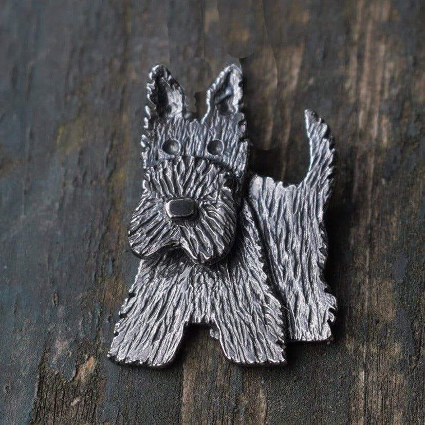 scottish terrier brooch, scottie dog brooch, silver dog brooch, black dog brooch, gift for scottie dog owner, scottish terrier present for woman