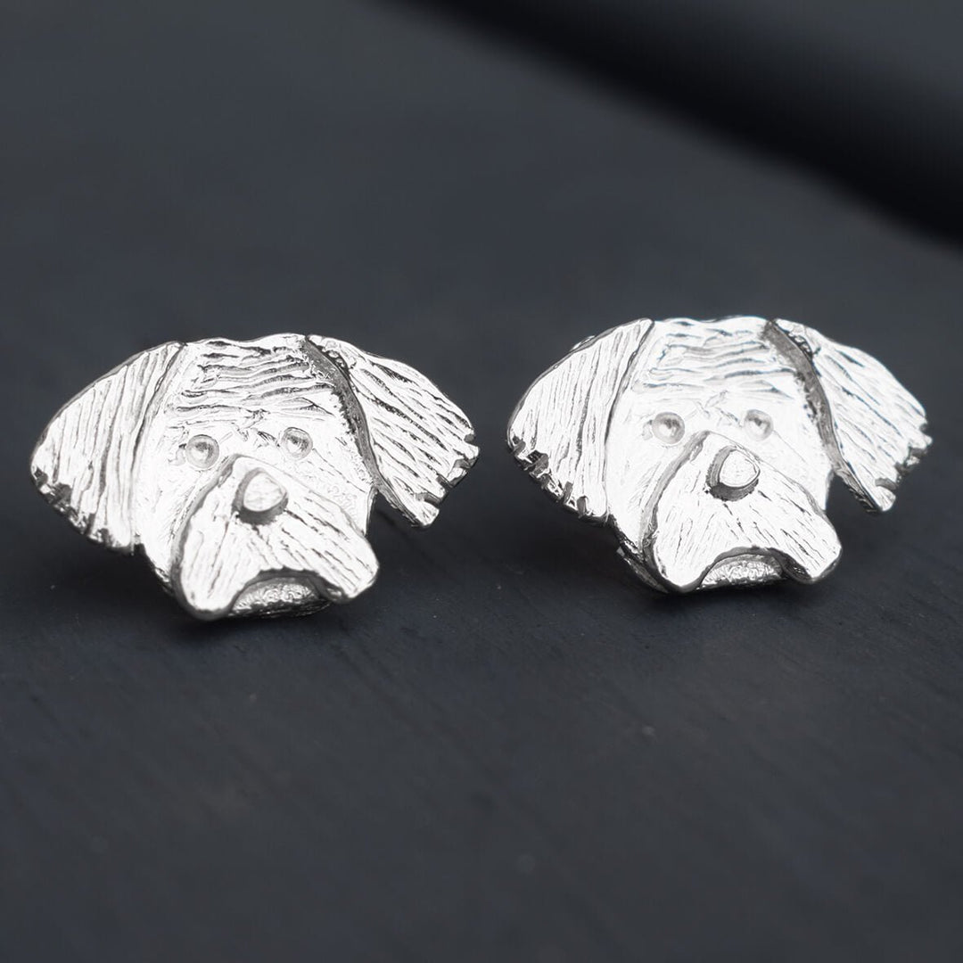 shih tzu earrings, silver shih tzu earrings, shih tzu stud earrings, silver dog earrings, shih tzu gift for woman, shih tzu memorial, silver shih tzu, shih tzu jewellery