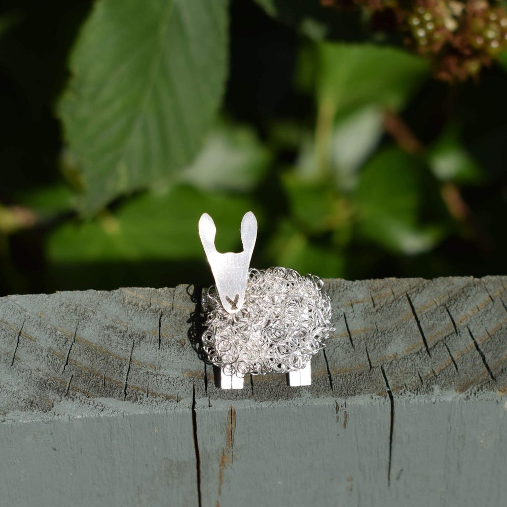 Silver Border Leicester sheep brooch