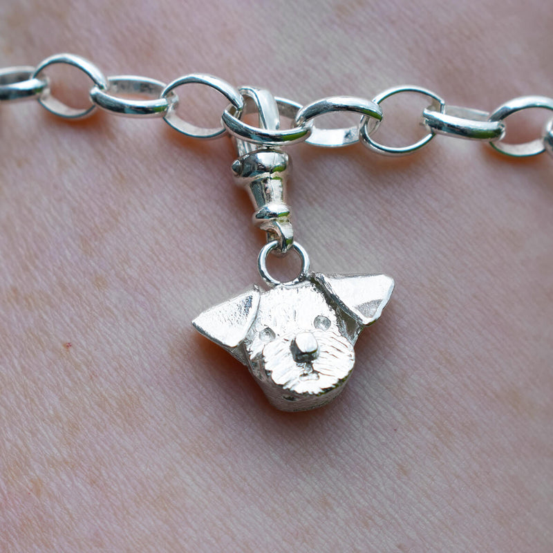 Border Terrier charm, Border Terrier bracelet, Border Terrier charm bracelet, silver dog charm, dog charm bracelet, Border Terrier gift for her, Border Terrier memorial, gift for dog lover