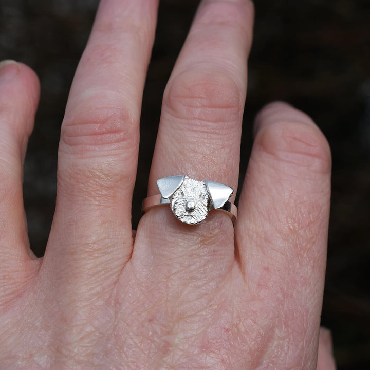 border terrier ring, silver dog ring, silver border terrier jewellery, border terrier gift for woman, quality border terrier present, terrier ring