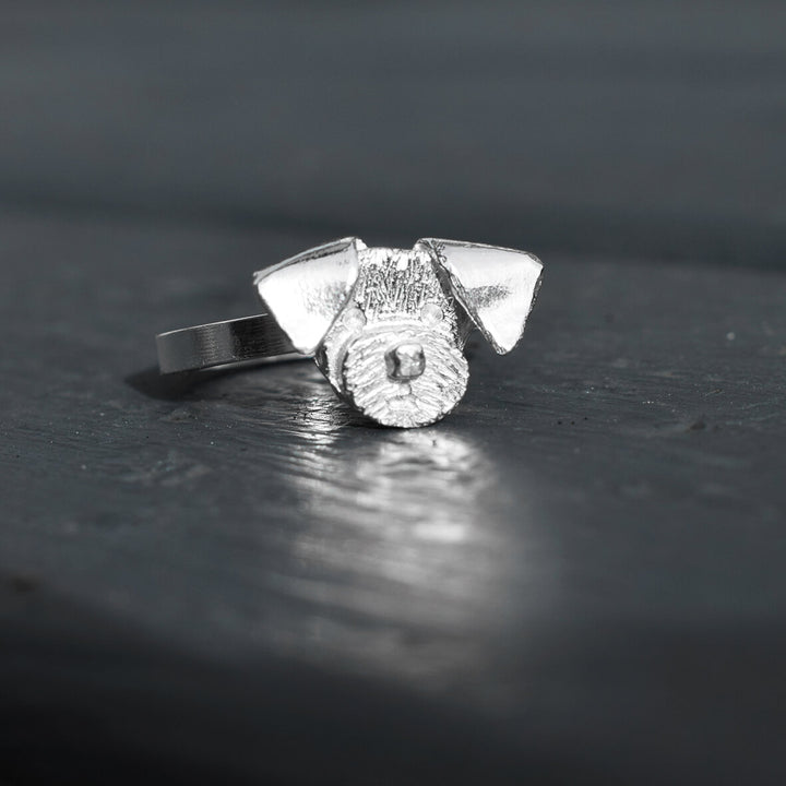 border terrier ring, silver dog ring, silver border terrier jewellery, border terrier gift for woman, quality border terrier present, terrier ring