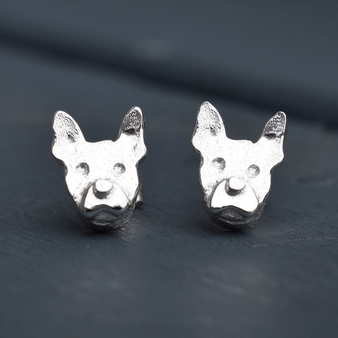 boston terrier earrings, boston terrier jewellery, boston terrier stud earrings, boston terrier silver earrings, boston terrier memorial, boston terrier present for woman, quality boston terrier gift