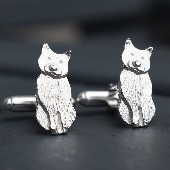 silver cat cufflinks, cat cufflinks, cat gift for man, cat present for husband, cat wedding gift, cat groom gift, quality cat cufflinks