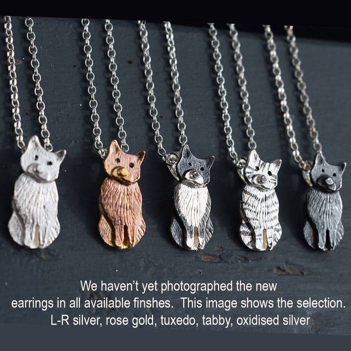 silver cat earrings, cat studs, kitten earrings, cat lover jewellery, cat jewellery, gift for cat lover, gat present for wife, cat gift for her, cat lady present, jewellery for animal lovers