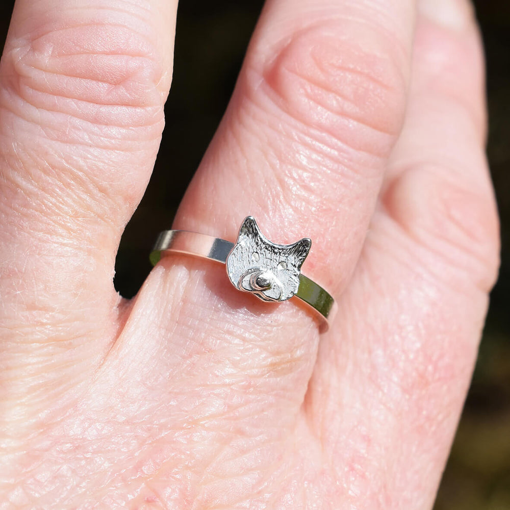 silver cat ring, silver cat jewellery, cat memorial ring, gift for cat lover, cat ring, cat present for wife