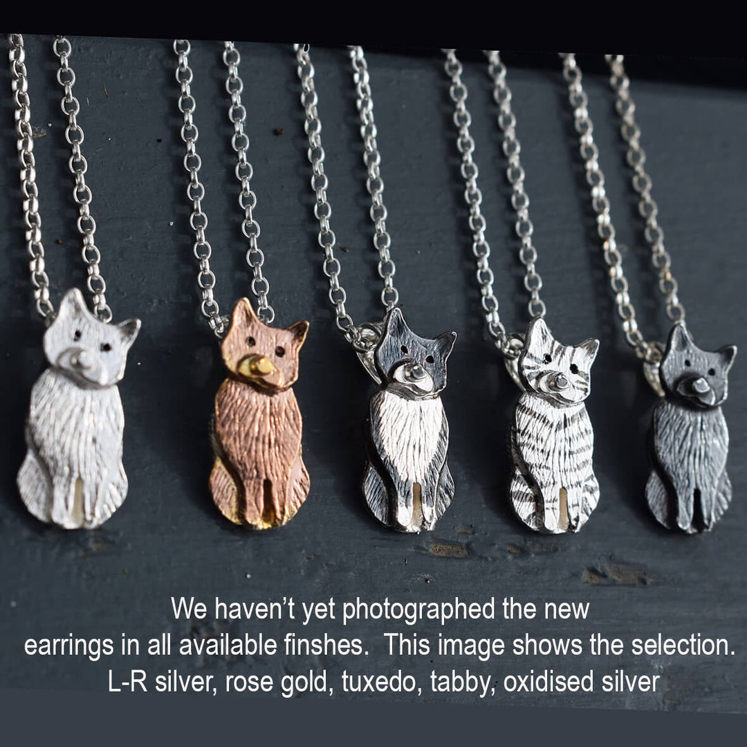 silver cat earrings, cat studs, kitten earrings, cat lover jewellery, cat jewellery, gift for cat lover, gat present for wife, cat gift for her, cat lady present, jewellery for animal lovers