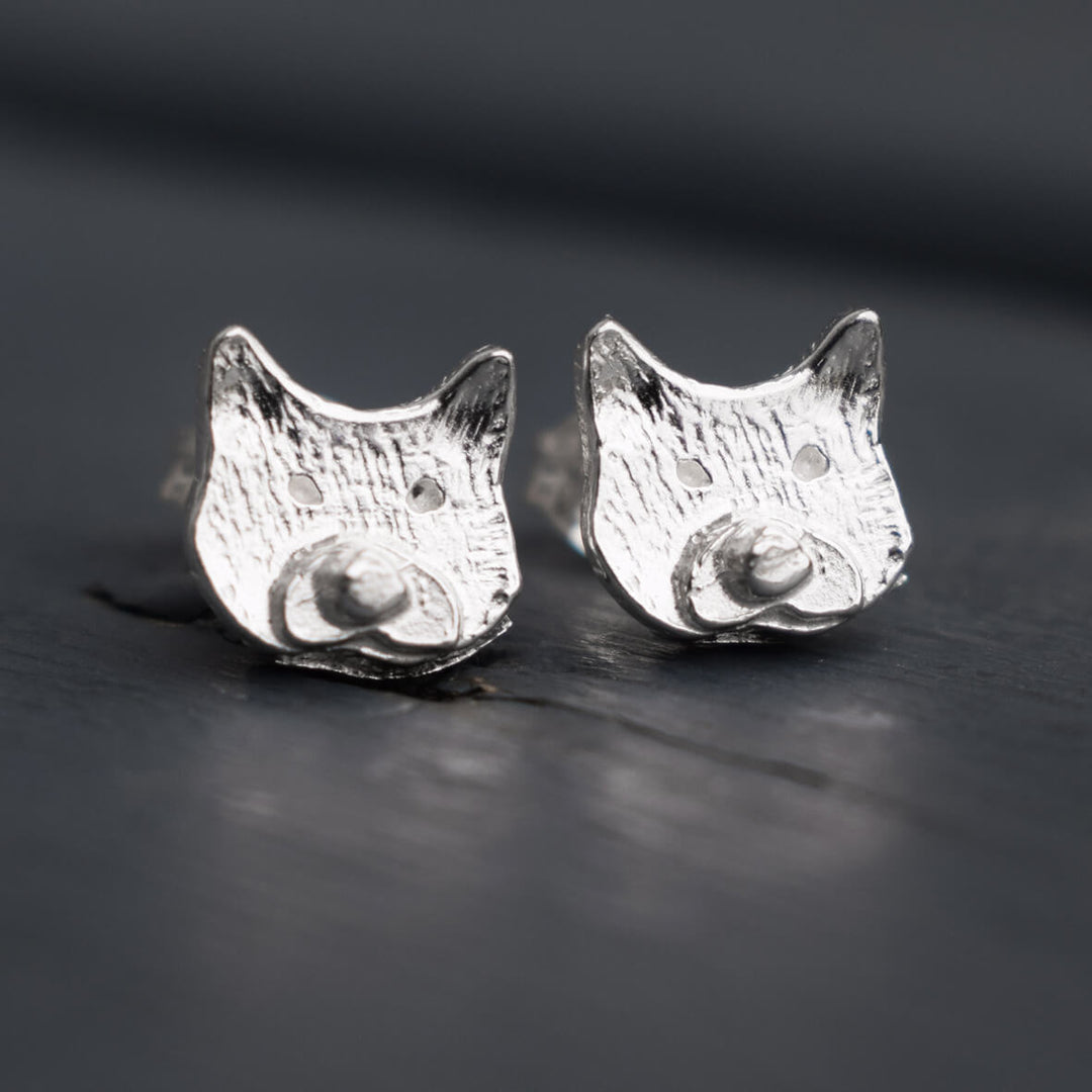 silver cat earrings, cat studs, kitten earrings, cat lover jewellery, cat jewellery, gift for cat lover, gat present for wife, cat gift for her, cat lady present, jewellery for animal lovers