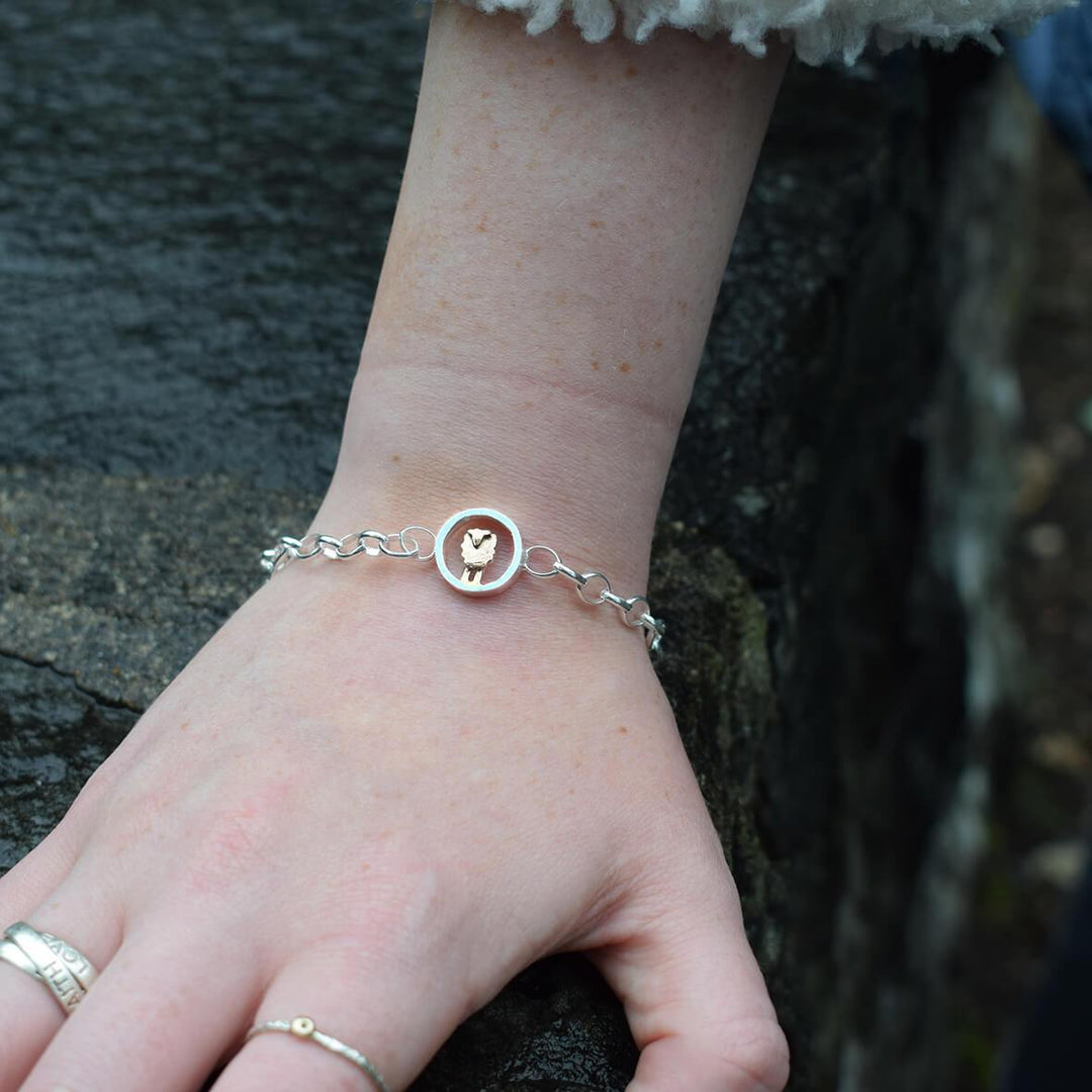 rose gold and silver sheep bracelet, rose gold lamb jewellery, sheep bracelet, 