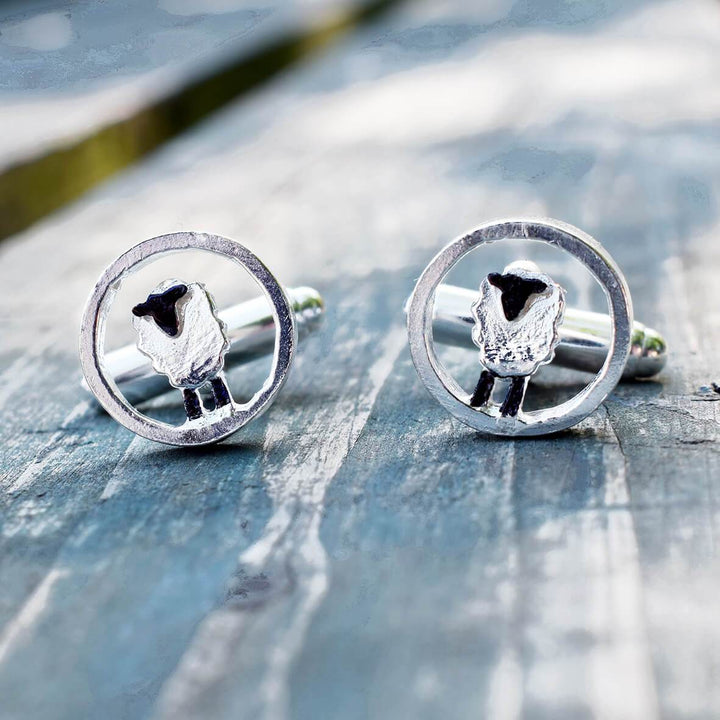 cufflinks for farmer, sheep cufflinks, suffolk sheep gift for man