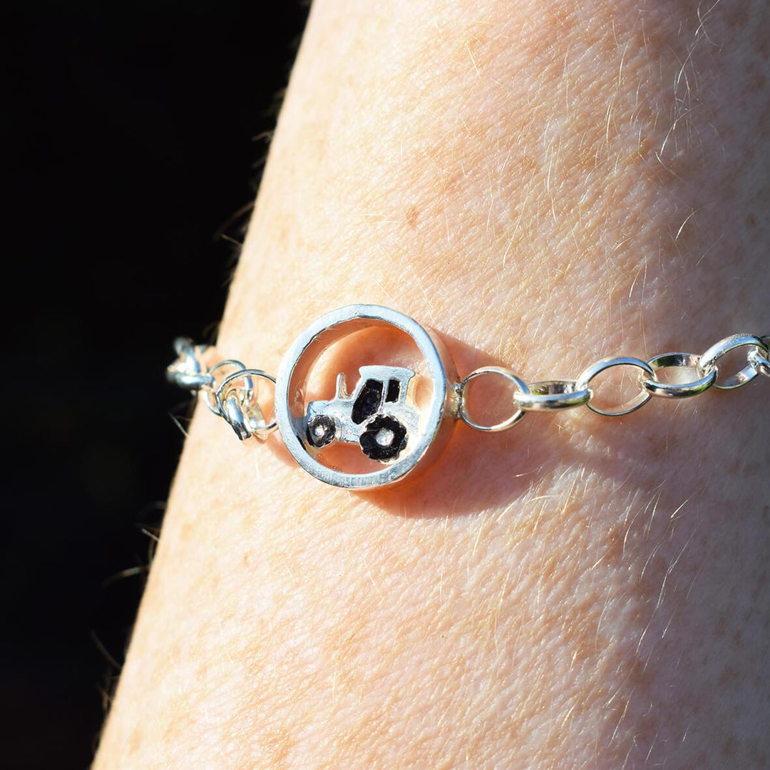 silver tractor bracelet, tractor bracelet, tractor jewellery, tractor gift for woman, silver tractor