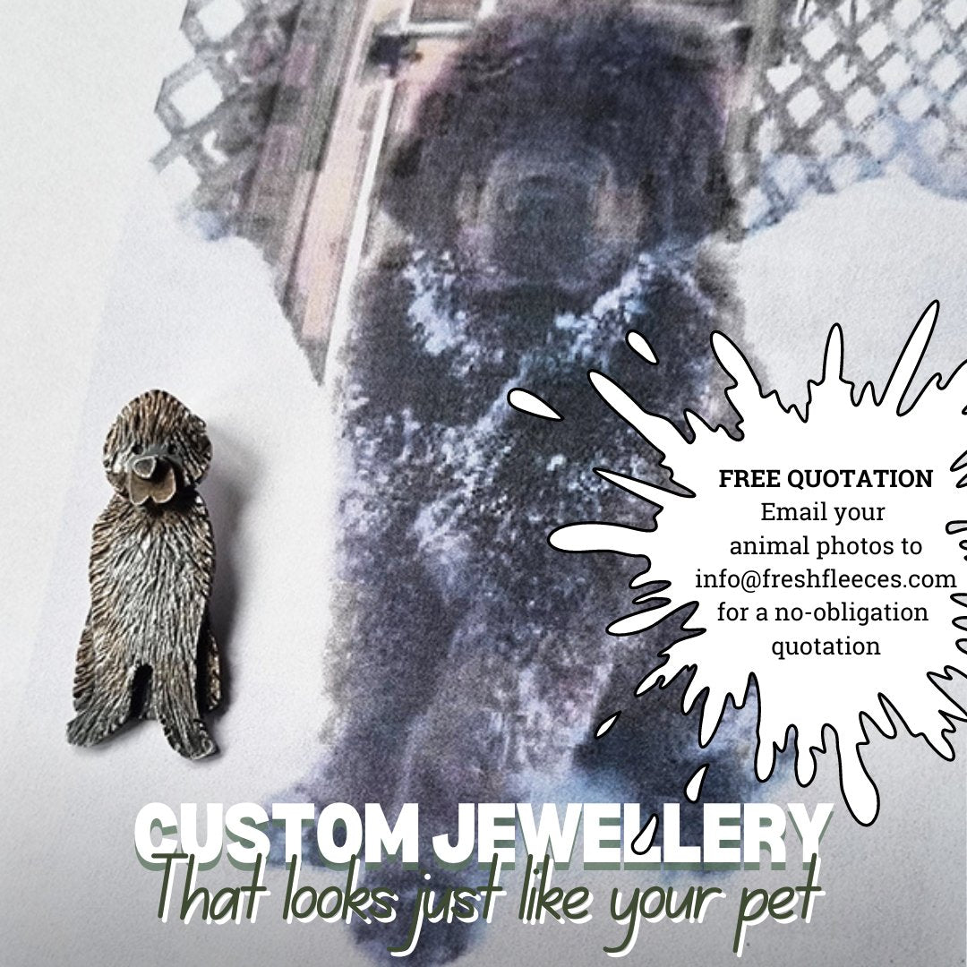 custom pet jewellery, custom anumail jewellery, pet memorial jewellery, pet memorials, jewellery that looks like my dog