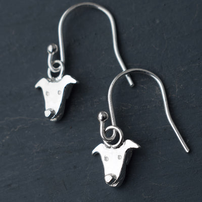 greyhound earrings, silver greyhound earrings, dangly greyhound earrings, silver dog earrings, greyhound jewellery, greyhound gift for woman, greyhound present for her, greyhound birthday present, quality greyhound gift