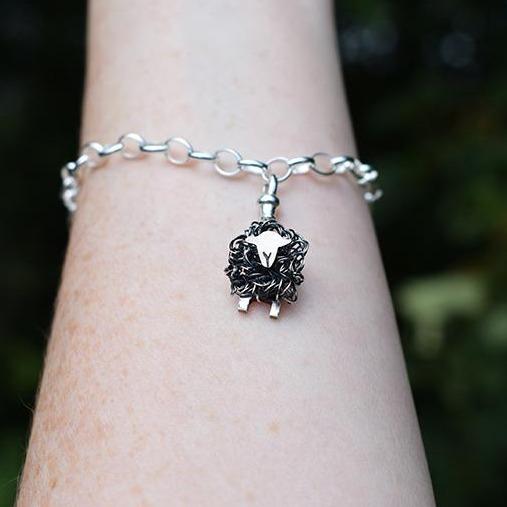 Silver Herdwick sheep charm - FreshFleeces, Herdwick sheep jewellery, herdwick sheep gift, herdwick sheep present, herdwick sheep bracelet, herdwick sheep jewelry, herdy sheep gift, herdy sheep jewellery, lake district gift, lake district jewellery, cumbrian sheep gift, Herdwick sheep charm