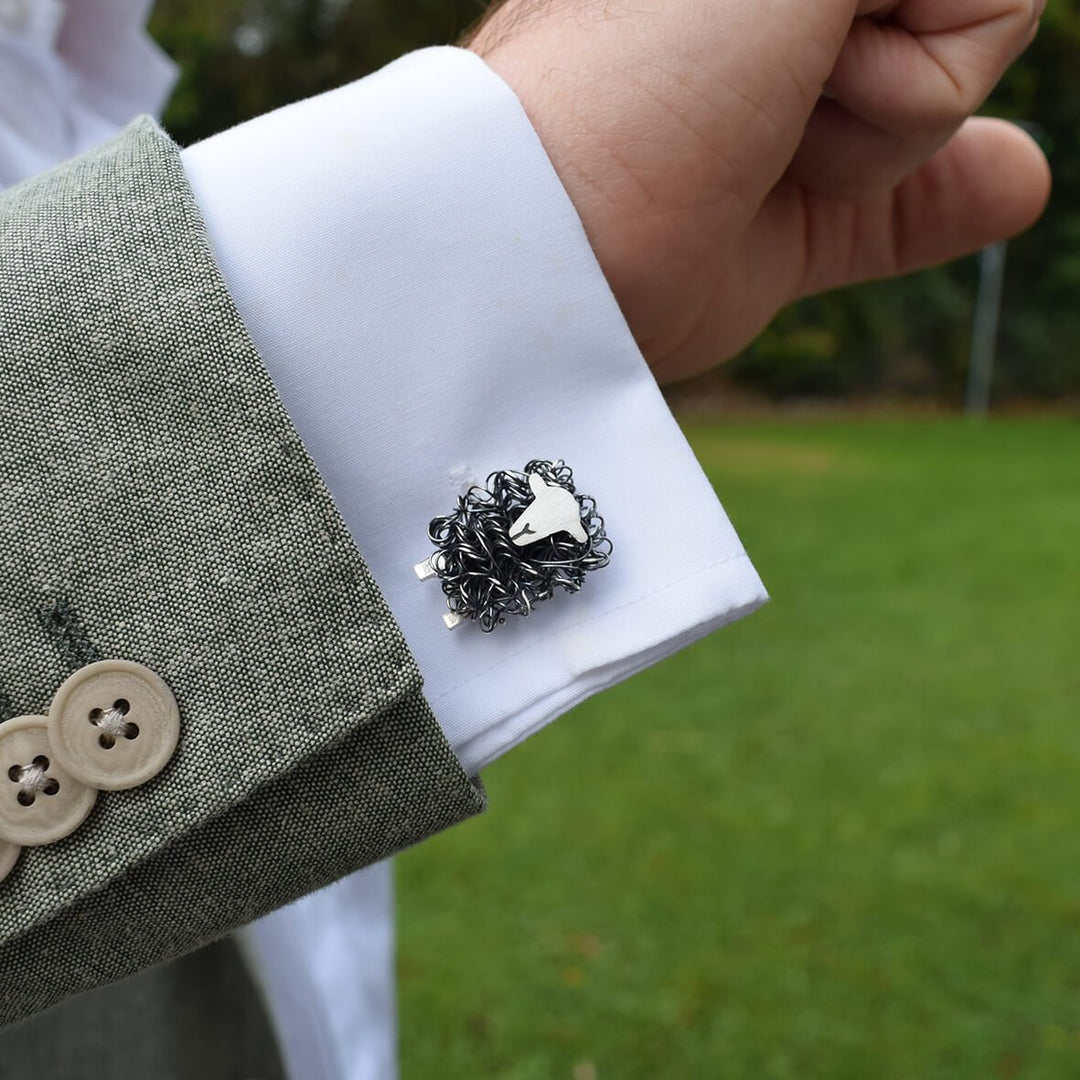 Silver Herdwick sheep cufflinks - FreshFleeces, herdy shepherd gift, Herdwick sheep gift for men, Herdwick sheep wedding present, Herdwick sheep gift, Lake district cufflinks, Cumbrian cufflinks, Herdwick sheep jewellery