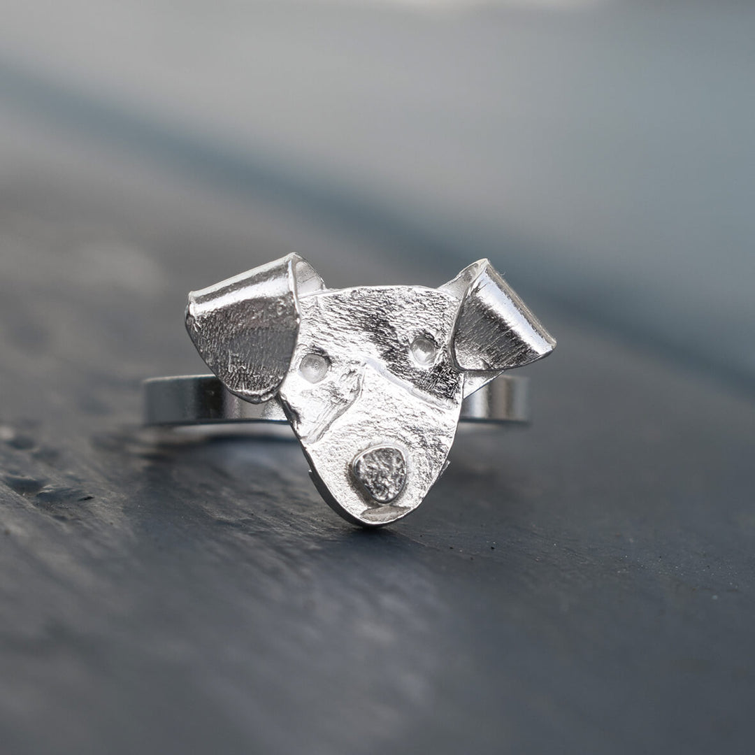 jack russell terrier ring, silver jack russell ring, jack russell terrier gift for woman, quality jack russell terrier present, dog head ring, silver dog ring