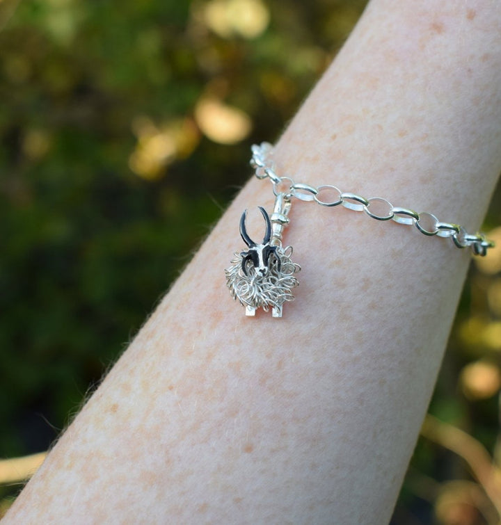 Silver Jacob sheep charm - FreshFleeces, jacob sheep jewellery, jacobs sheep jewelry, jacob sheep gift for her, jacobs sheep present, horned sheep jewellery, horned sheep charm, horned sheep jewellery