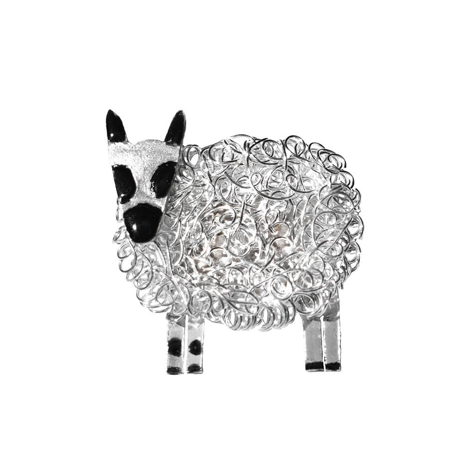 Silver Kerry Hill sheep brooch