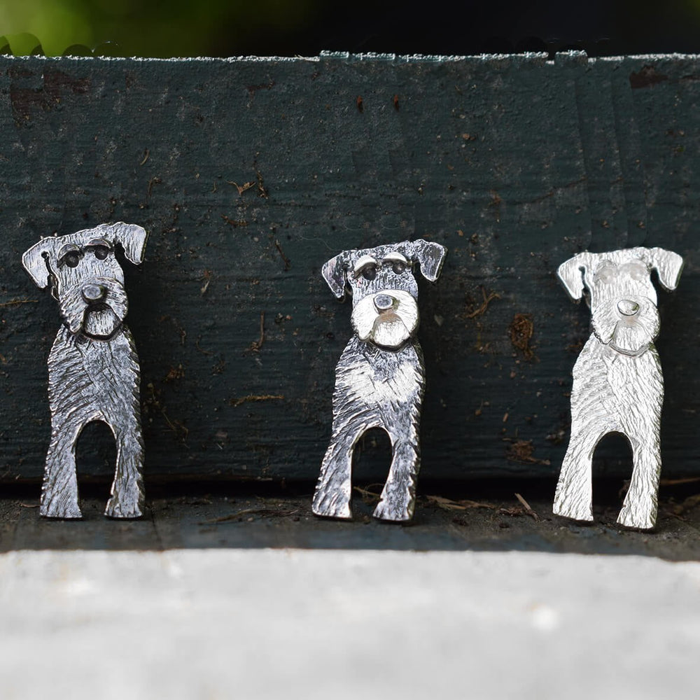 silver dog brooch, schnauzer brooch, schnauzer gift for woman, mini schnauzer gift for wife, miniature schnauzer jewellery, dog brooch