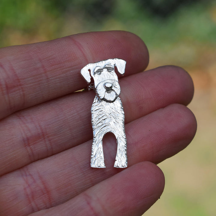 silver miniature schnauzer keyring, silver dog keyring, schnauzer gift for man, schnauzer keyring