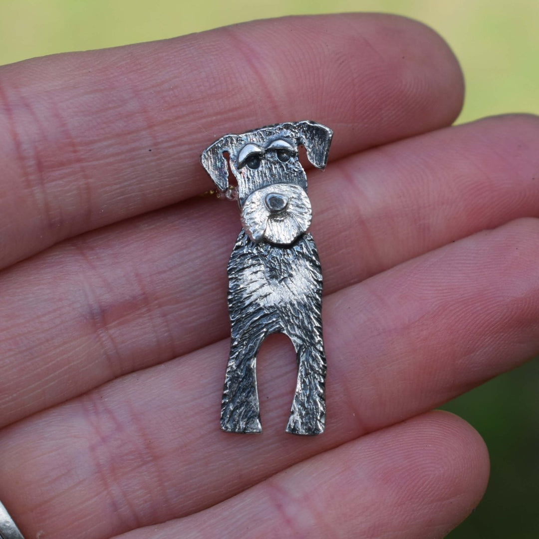 silver miniature schnauzer keyring, silver dog keyring, schnauzer gift for man, schnauzer keyring