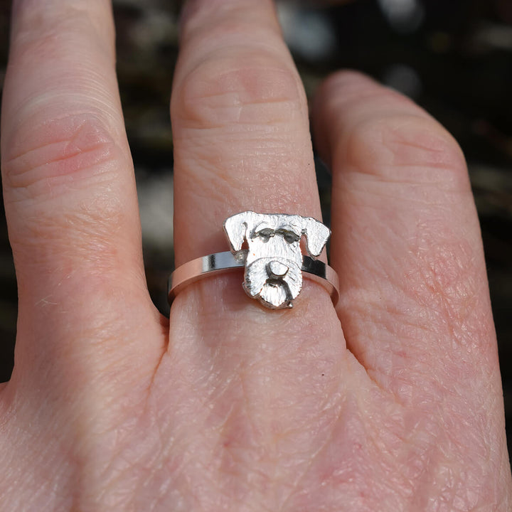 miniature schnauzer ring, silver schnauzer ring gift for mini schnauzer owner, quality mini schnauzer gift, miniature schnauzer present for woman, quality dog lover gift