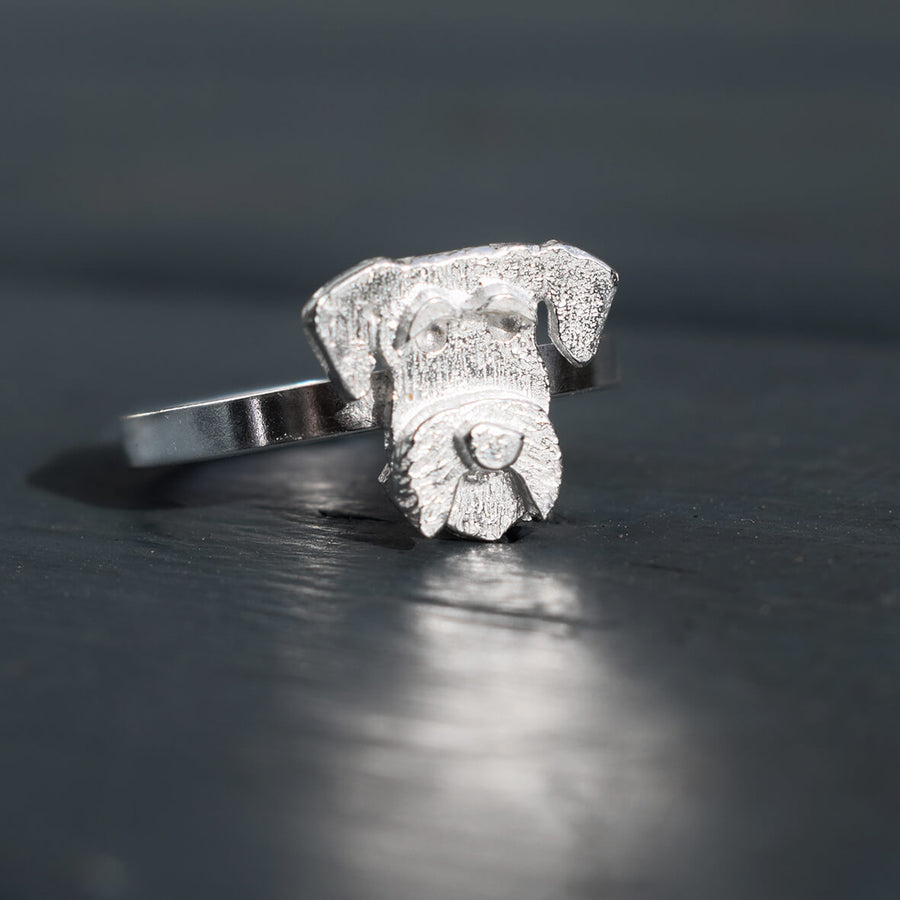 miniature schnauzer ring, silver schnauzer ring gift for mini schnauzer owner, quality mini schnauzer gift, miniature schnauzer present for woman, quality dog lover gift