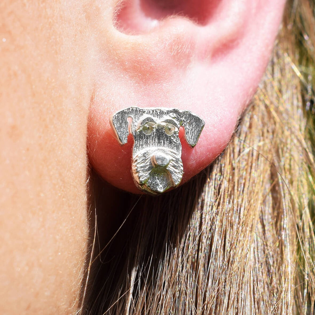 miniature schnauzer earrings, silver schnauzer earrings, mini schnauzer earrings, silver dog earrings, stud schnauzer earrings, schnauzer jewellery