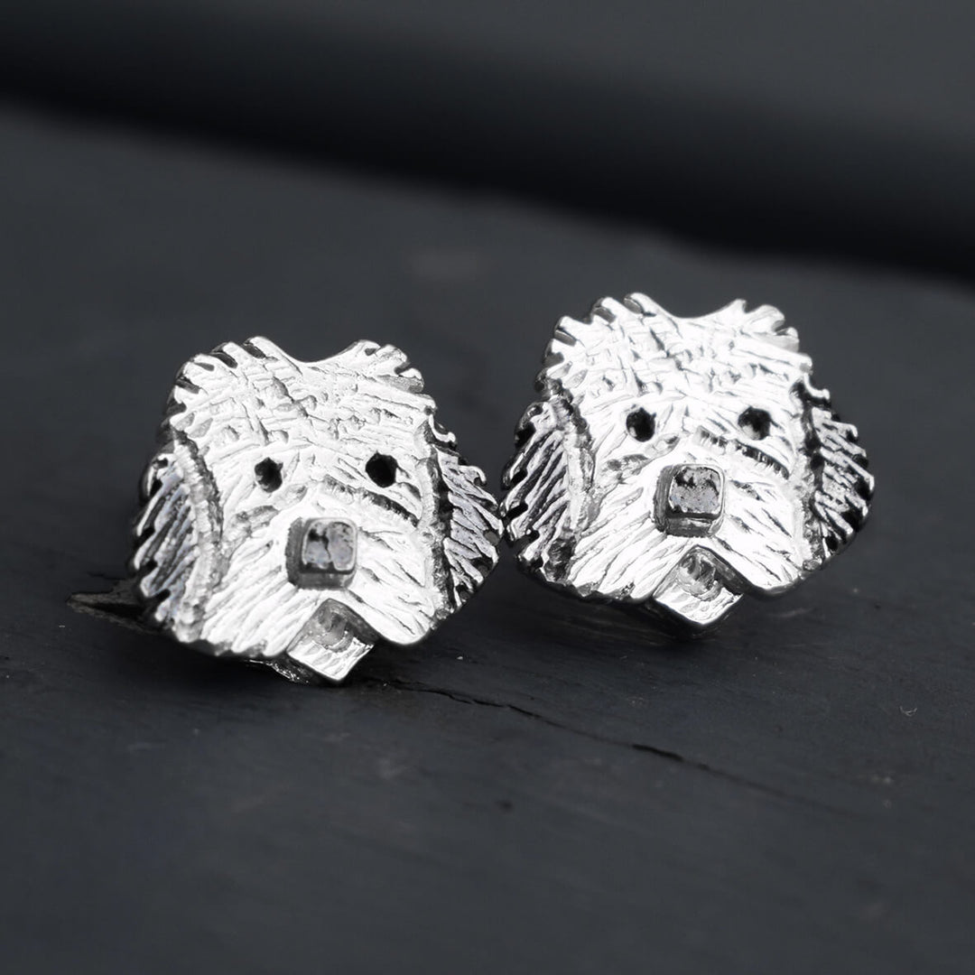 silver dog earrings, sheepie earrings, sheepie stud earrings,old english sheepdog earrings, sheepie dog earrings, silver dog earrings, Old English Sheepdog jewellery, gift for Old English Sheepdog owner, Old English Sheepdog gift for wife, silver Old English Sheepdogs