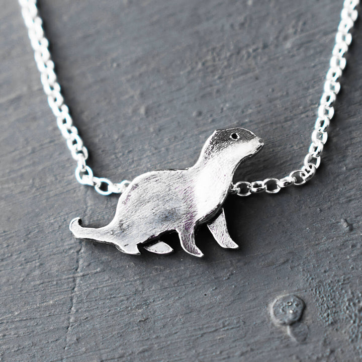 otter necklace, otter pendant, silver otter jewellery, otter gift for woman, otter present for her, silver wildlife jewellery