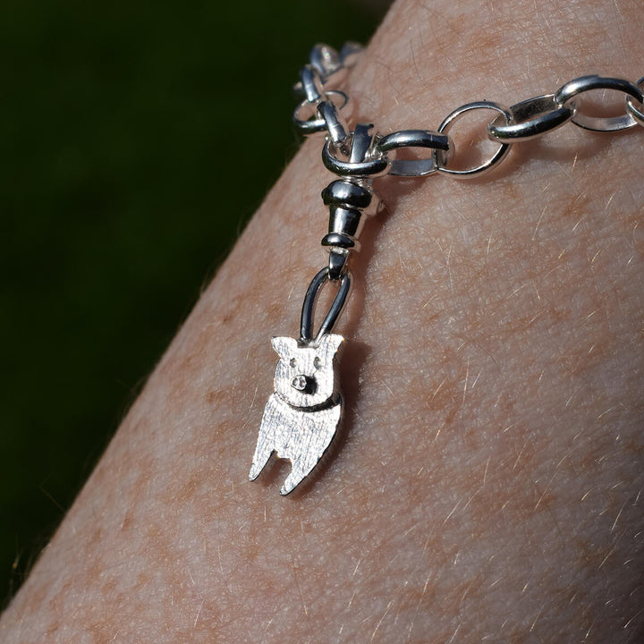 silver pig charm, pig charm, silver pig bracelet, pig bracelet, pig jewellery, pig gift for woman, pig christmas present, pig gift, pig gift idea