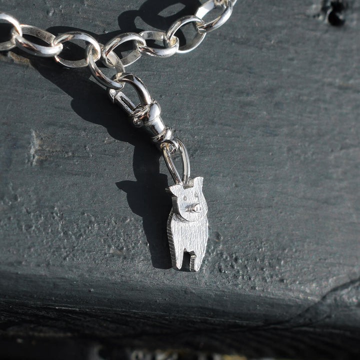 silver pig charm, pig charm, silver pig bracelet, pig bracelet, pig jewellery, pig gift for woman, pig christmas present, pig gift, pig gift idea