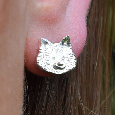 Pomeranian earrings, Pomeranian dog earrings, silver Pomeranian jewellery, silver dog earrings, silver dog earrings, quality Pomeranian gift, Pomeranian present for woman