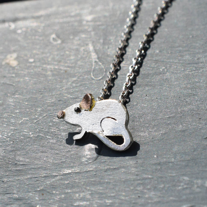 silver mouse necklace, mice jewellery, mouse pendant, silver mouse jewellery, mouse gift for woman, quality mouse gift, silver mouse