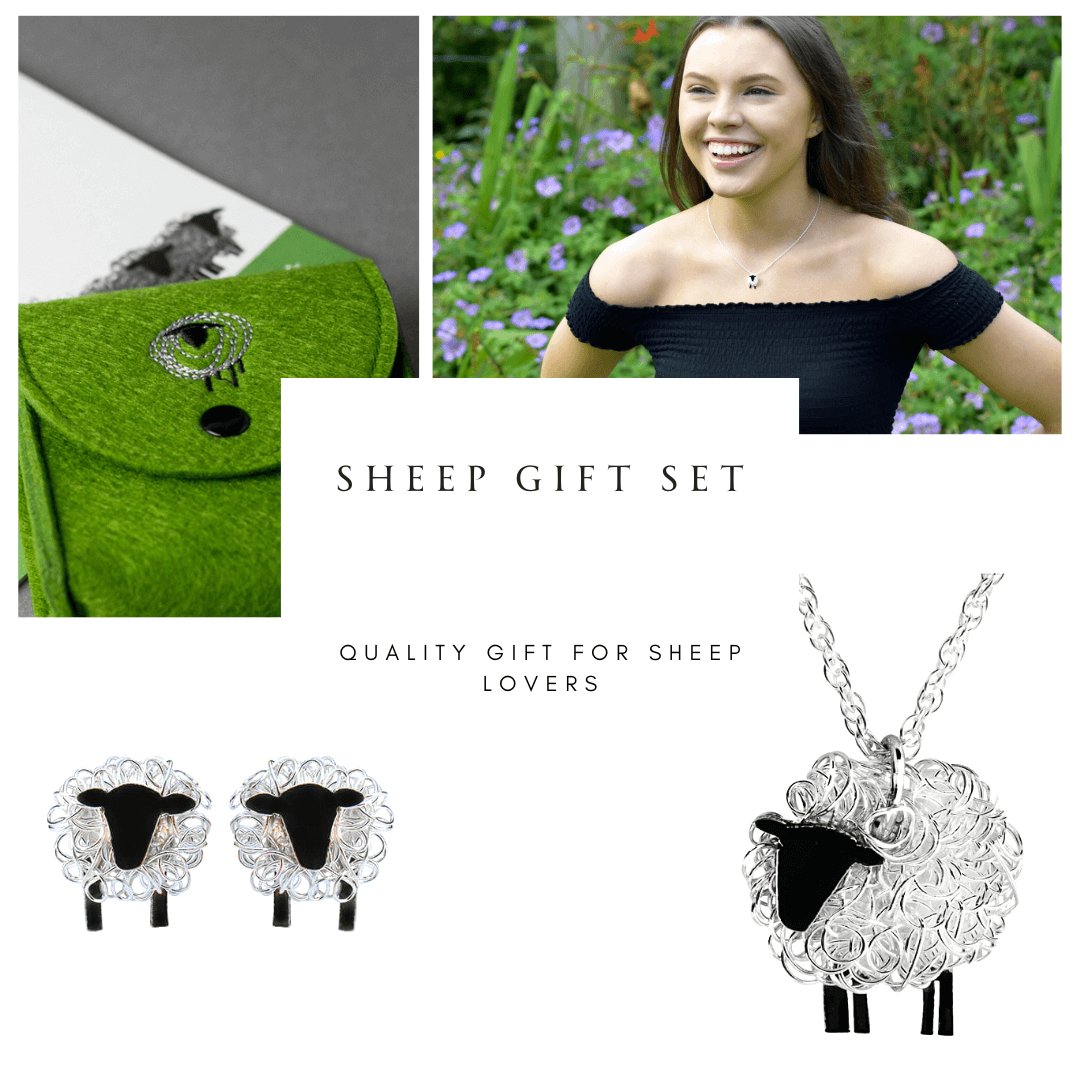 sheep gift set, sheep jewellery set, sheep gift for woman, sheep present for her, sheep gift for wife, sheep christmas present, sheep birthday gift woman