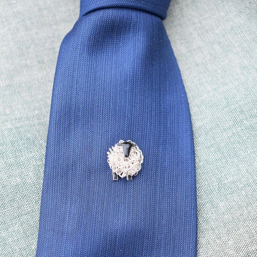 Silver sheep tie pin - FreshFleeces, suffolk sheep badge, suffolk sheep pin, suffolk sheep present for men, suffolk sheep wedding present, sheep gift for vet, present for vet, gift for farmer, gift for shepherd, suffolk sheep birthday present